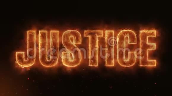 正义之词燃烧现实火焰火花连续无缝循环视频的预览图