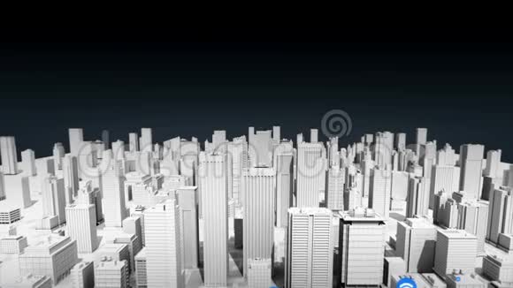 前进各种传感器图标在智能城市连接互联网技术白色版本视频的预览图