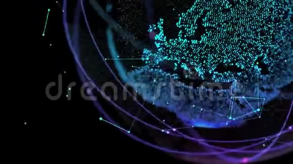 全球网络连接4K数字世界网络行星旋转循环无缝视频的预览图
