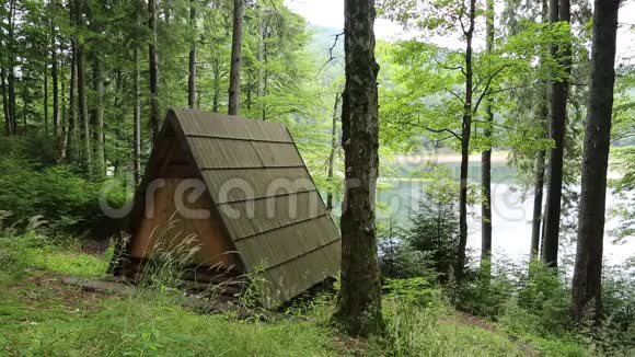 乌克兰喀尔巴阡山锡尼维尔湖木制避暑别墅视频的预览图