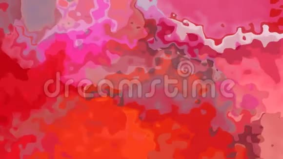 动画背景无缝环视频水彩花效果充满活力的红色洋红热粉色和淡玫瑰色视频的预览图