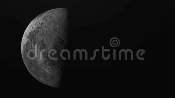 抽象月球表面在外层空间旋转天体动画月球的天文背景3D灰色视频的预览图