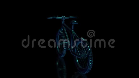 自行车在黑色背景上旋转旋转无缝环三维数字技术可视化视频的预览图