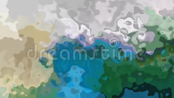 动画背景无缝循环视频水彩画效果绿松石蓝色绿色米色和灰色视频的预览图