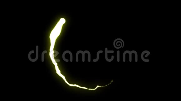 可循环动画黄色闪电螺栓圆形飞行打击黑色背景动画新质量独特动态视频的预览图