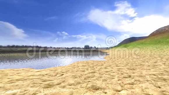 D3蓝天白云湖的全景图视频的预览图