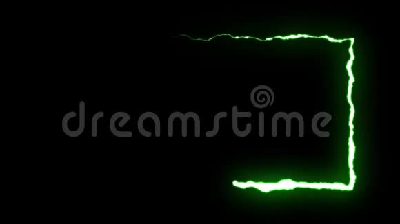 可循环动画绿色闪电螺栓框架形状黑色背景动画新品质独特动态自然视频的预览图