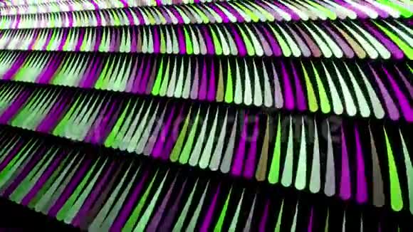 鲜艳的厚条纹飞舞在黑色背景上快速移动的彩色线条的抽象动画视频的预览图