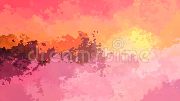 动画彩色背景无缝环视频水彩效果可爱的可爱婴儿粉红色桃橙色和栗色视频的预览图