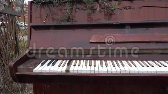 外面的旧钢琴古董乐器历史博物馆艺术高清视频的预览图