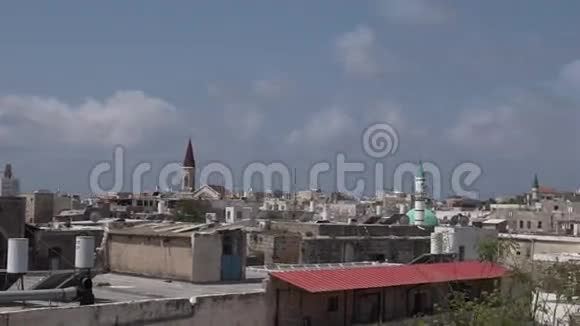 城市鸟瞰阿克科老城港口天际线以色列视频的预览图