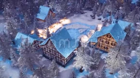 高山村积雪冬季夜景4K视频的预览图