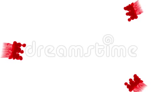 白色背景上的红墨水溶解在水中在计算机上建模的美丽效果3D渲染与卢马哑光视频的预览图
