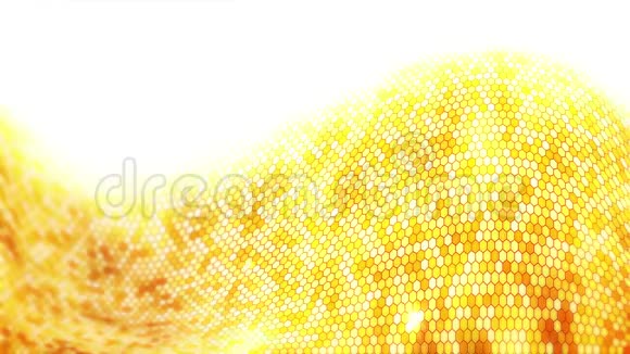 黄色电动雷电蜂窝背景发光的电六角与闪光业务技术循环动画视频的预览图
