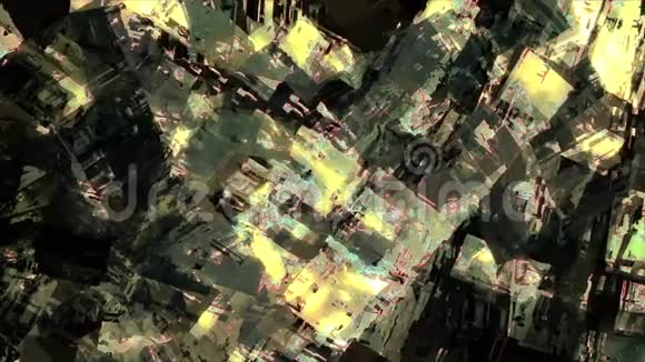 抽象的充满活力的几何城市分形灯发光背景自然光数字视频视频的预览图