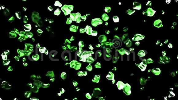 绿色翡翠金属水滴扩散空间数字动画背景新质量自然运动图形凉爽视频的预览图