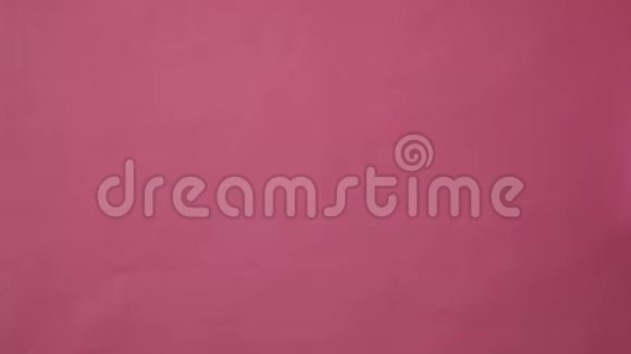 简单设计女性手握粉色礼品盒隔离粉彩贴色彩缤纷时尚背景视频的预览图