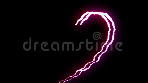 可循环红色目的霓虹灯闪电螺栓HEART形状飞行黑色背景动画新质量独特自然光视频的预览图