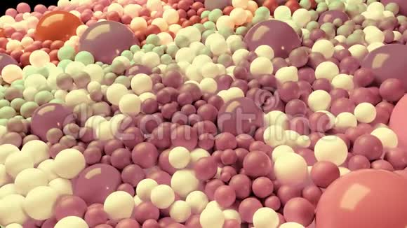 3D循环动画与美丽的小和大球或球糊软颜色作为抽象的假日背景视频的预览图
