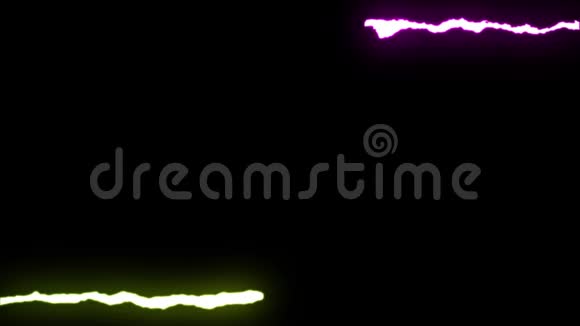 在黑色背景动画上可循环的黄流柱霓虹灯闪电对称ZIGZAG形状飞行新质量视频的预览图