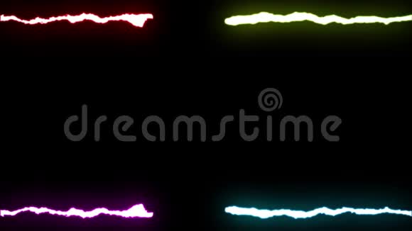 可循环RAINBOW霓虹灯闪电对称框架形状飞行黑色背景动画新质量独特视频的预览图