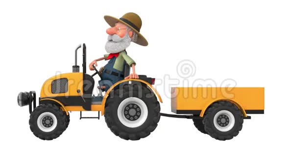 三维插图农民骑拖拉机视频的预览图