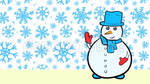 圣诞雪人和销售蓝色雪花视频的预览图