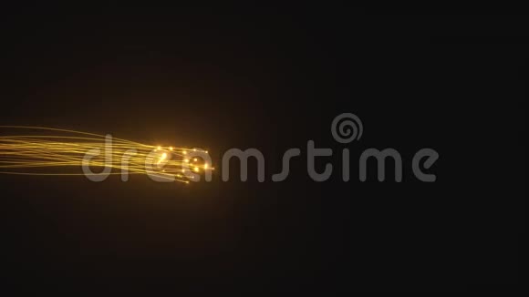 黑色背景上的浅金色小径的两个动画粒子在画线有哑光面具视频的预览图