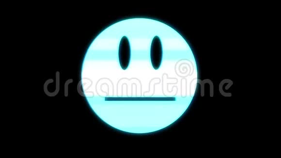 扑克脸上的微笑符号在hud全息屏幕无缝环故障干扰动画新动态复古快乐视频的预览图