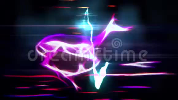 闪电心脏跳动脉搏能量羚羊奔跑霓虹灯林无缝无止境的循环新品质独特手工制作视频的预览图