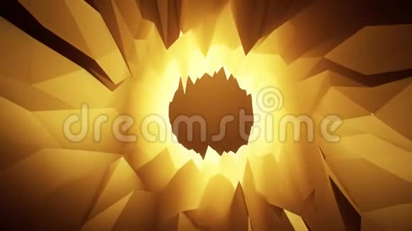 黄金三维低聚晶洞隧道循环运动背景视频的预览图