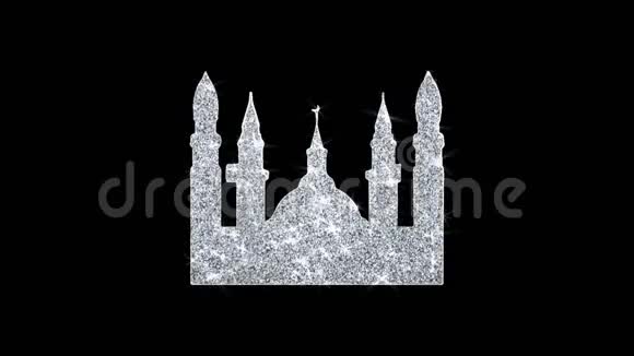 伊斯兰图标清真寺宗教穆斯林图标发光闪烁环闪烁粒子视频的预览图