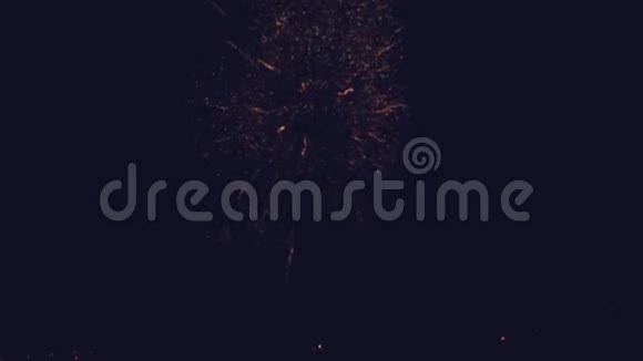 绚丽多彩的烟花和各种颜色的敬礼在夜空中缓慢的运动1920x1080视频的预览图
