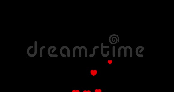 红艳艳的心在黑色的背景上飞舞节日快乐的新年和情人节的爱情关系视频的预览图