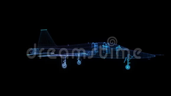 喷气机从抽象的多边形线飞行低聚空气平面在运动线条和连接形成数字数字视频的预览图
