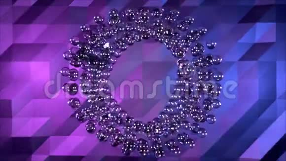 带有闪光纹理的凝胶水球的抽象动画在五颜六色的背景上旋转在圆圈上五彩缤纷视频的预览图