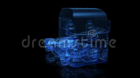 欧元卡车黑色和蓝色光泽形成模型大卡车360度旋转视频的预览图