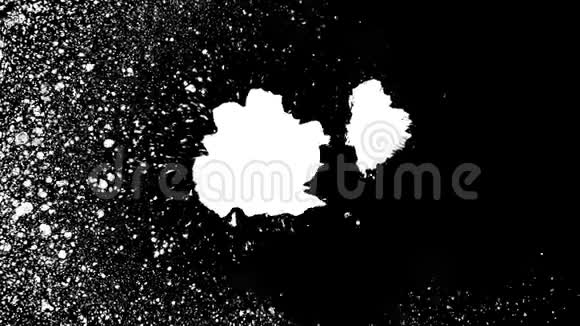 开花墨水美丽的白色水彩颜料滴在黑色背景上过渡视频的预览图
