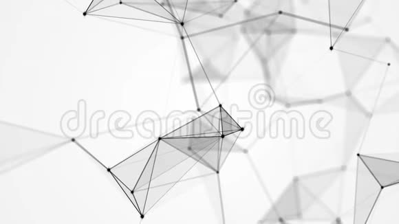 白色背景的幻想黑丛与点线和三角形抽象技术未来主义网络循环视频的预览图