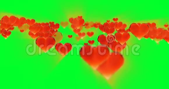 情人节生日抽象背景飞斩玻璃心上绿可循环4k三维渲染视频的预览图