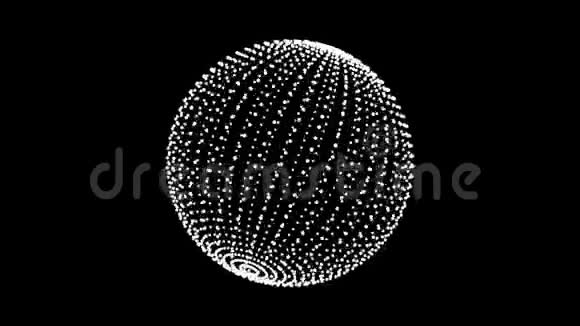 循环旋转球体动画循环黑色背景的白点视频的预览图