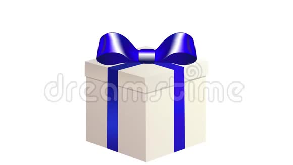 带蓝色丝带的白色礼物圣诞动画视频的预览图