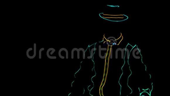 巴门表演安尼姆动画业绩巴曼穿着黑色背景的霓虹灯制服复制空间慢慢视频的预览图