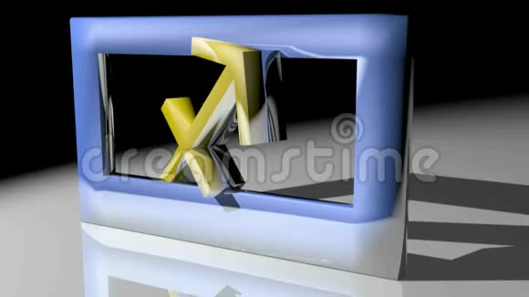 黄道十二宫射手座星座在一个方形蓝色框内旋转3D渲染视频视频的预览图