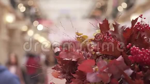 秋天公园的秋叶背景视频的预览图