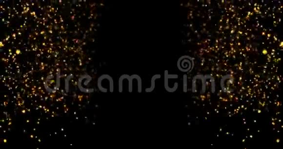 金色闪光的瀑布黑色背景上的气泡新年快乐视频的预览图