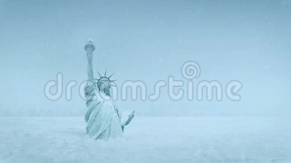 自由女神像埋藏在雪域的冷却中视频的预览图