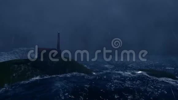 美丽的灯塔风暴伟大的设计为任何目的海景海天海暴风雨日蓝天视频的预览图