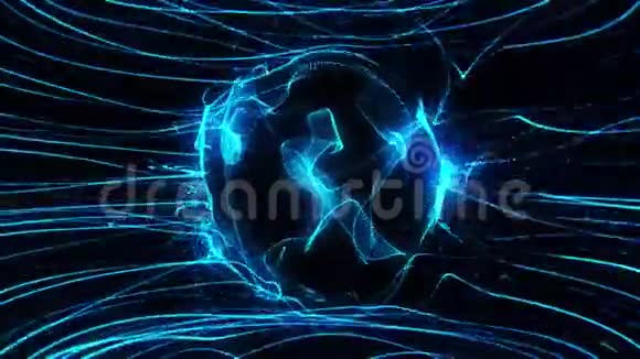旋转涡旋抽象循环背景下蓝色能量流动视频的预览图