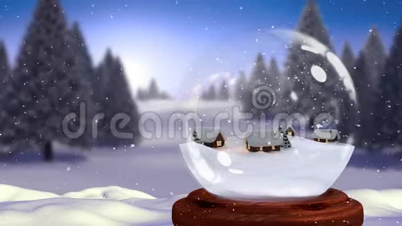 神奇森林中雪球小屋可爱的圣诞动画视频的预览图